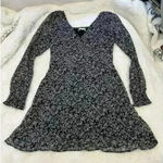 Abercrombie & Fitch Abercrombie Fitch Long Sleeve Black & White Print Dress With Pockets - Size S Photo 0