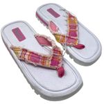 Skechers Vintage Y2K White Pink Thong Sandals Women’s 11 Chunky Plaid Comfort Photo 0