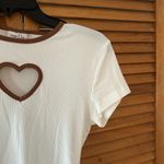 Rue 21 Brown and White Heart Ribbed Tee Sz Small Photo 2