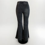 Forever 21 Pants Women 27 Black Denim Jeans Mega Flare Raw Hem Cotton Button Fly Photo 12