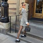 House Of CB  LEONI Brown Puppytooth Check Bodycon Mini Dress NWOT Size L longer Photo 6