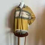 In Loom Anthropology Stylish Mustard and Olive Striped Women's Top oversized Photo 6