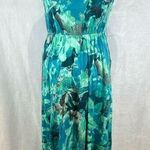 Liz Lange maternity blue and green abstract print midi dress size XS Photo 0