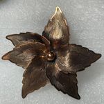 Textured 5 Leaf Copper Brooch Photo 0