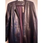 Chico's 3 Women's Black Faux Leather Grommet Detail Collarless Jacket 16 XL NWT Photo 4