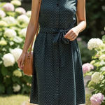 Club Monaco  Polka‎ Dot Black Cotton Button Down Shirt Dress 00 Photo 0