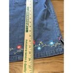 Denim & Co Women Medium Short Sleeve Zip Embroidered Floral Grannycore Boho Blue Photo 3