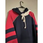 Boutique Happy Sailed Striped Double Hoodie Cowl Neck Sweatshirt Size 2X Blue Photo 2