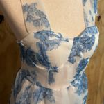 Sleeveless Chiffon Blue Floral Print Cocktail Party Corset Dress Sz M White Size M Photo 1