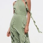 ZARA  dress maxi bohemian ruffled halter floral scarf wedding evening party Photo 15