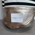 Victoria's Secret  Drawstring‎ Tote Bag Backpack Weekender NWT Black White Gold Photo 1