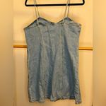 ASOS  Urban Revivo Denim Cami Mini Dress with Daisy Buttons in Blue Photo 5