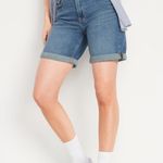 Old Navy [] High Rise The O.G. Denim Shorts Cuffed Medium Wash Smooth Pockets 14 Photo 0
