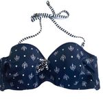 Timeout ᯾ Nautical Print Bandeau Bikini Top ᯾ Navy White Anchors + Stripes Photo 2