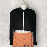 Handmade Vintage Bolero Black Ribbed Cropped Long Sleeve Jacket Size Medium Photo 1