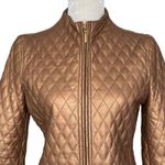 Blushe Vintage Quilted Leather Jacket Women’s Size 8 Bronze Gold Chic Zipper Brown Photo 1