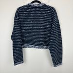 J.Crew  Cropped Lady Jacket Marled Yarn Wool Blend Preppy Navy Blue Large NWT Photo 9