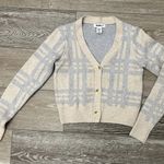 William Rast Sz XS Beautiful Cardigan Sweater Blue & Cream Plaid Photo 0