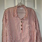 Time & Tru  Orange-Red/White Striped Popover Blouse XL Photo 5