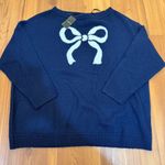 Torrid  Navy Vegan Cashmere Boat Neck Pullover Bow Sweater Women’s New size 1 Photo 1