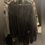 Forever 21 Black Sequin Kimono Top w/ Fringe M NWOT Photo 2