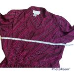 Vintage 80s Pink Maroon Print Midi Dress Size 6 Photo 2