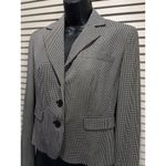 Ann Taylor LOFT Collar V-Neck Black/White Tiny Houndstooth Button Blazer Sz 2 Photo 1