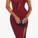 Midi Dress With Slit Red Size XL Photo 0