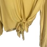 Madewell  Yellow Long Sleeve Tie Front V-Neck Crop Top Women Sz L Photo 3