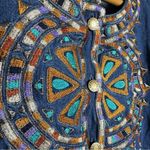 Bob Mackie Vintage Tribal Denim Shirt Size L EUC Photo 4