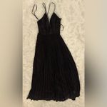 Mac Duggal New Shimmer Pleated Plunge Neck Criss Cross Back Black Gown Sz 0 Photo 3