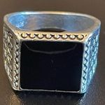 Black obsidian gemstone S925 silver ring size 8.5 Photo 0