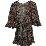 Day+moon Tied Bust Flared Sleeve Romper Zebra Print brown and black zebra print. Photo 6