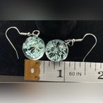 Real Pressed Flower Pierced Earrings. Aqua. Hook Closure. Blue Photo 1