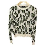 FATE. Women's Cheetah Print Distressed Crewneck Sweater Beige Green Size L Photo 5