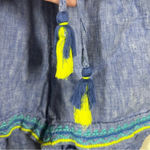 Vineyard Vines Blue Embroidered Linen Tassel Shorts Photo 4
