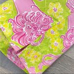 Lilly Pulitzer Vintage  Lion Print Crop Capri Pants Flat Front Lime Green Pink 4 Photo 6