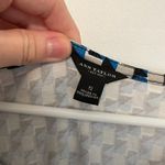 Ann Taylor Geo Print Side Tie Jersey Dress Blue Gray 3/4 Sleeve Office S ALTERED Photo 4