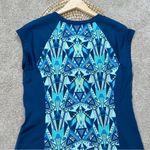 Title Nine  Gidget 2.0 Active Dress Blueprint Cap Sleeve Stretch Blue Geometric L Photo 4