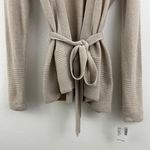 Lord and Taylor Beige Cashmere Open Drape Waist Tie Minimalist Cardigan Sweater Photo 4