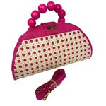 Soli & Sun The Isabella Pink Rattan Woven Top Handle Handbag Photo 0