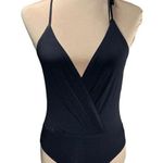 Princess Polly  Halter Neck Tie V-Neck BodySuit Black Size 4 Photo 0