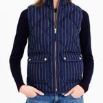 J.Crew  women’s size XXS blue pinstripe quilted vest full zip preppy casual wear Photo 0