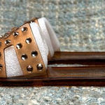 Chinese Laundry Charli Rhinestone Jelly Slide Sandals in Tan Vinyl/Stone 6 M Photo 0