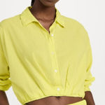 Velvet by Graham & Spencer Shirt Womens Medium Cropped Button Up Blouse Top Yellow Photo 0