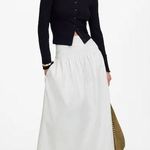 Madewell White Smocked-Waist Poplin Midi Skirt Size Large Photo 0