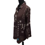 Soft Surroundings  VTG 90s Size M Button Up Shirt Blouse Asian Print Artsy Kimono Photo 2