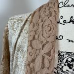 Multiples  Lace Duster Cardigan Kimono Beige Tan Fringe Boho Open Front M Photo 6