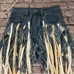 Hot & Delicious  Denim Fringe Shorty Shorts Jorts S Festival Boho Cowgirl Rave Photo 3
