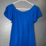 Weaver Blue Short Sleeve Tunic Top Women’s Small Smocked Neck Boho Style Photo 6